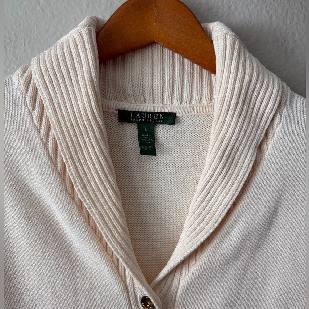 Ralph Lauren Button Front Cardigan Sweater Cream White Women’s Large L - Picture 4 of 12